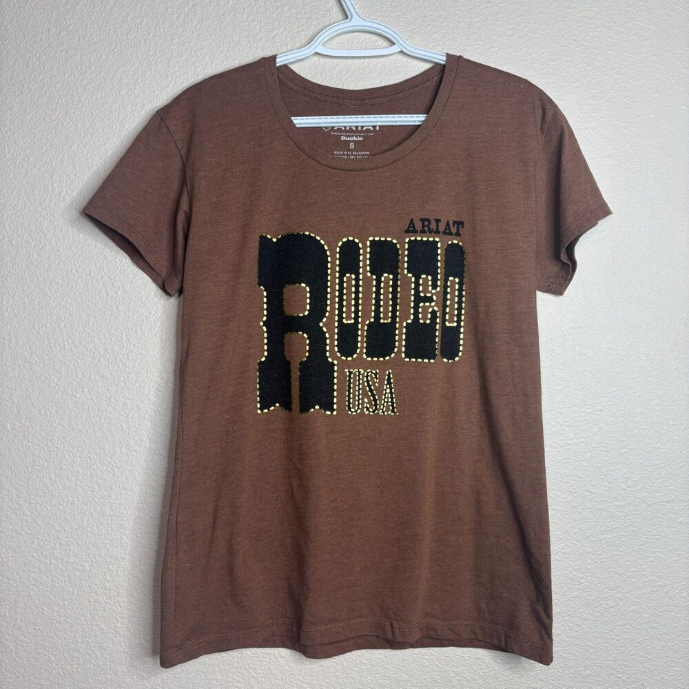 ariat womens brown rodeo graphic tee size M